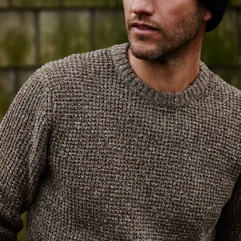 Wellen Recycled Cotton Headlands Sweater in Heather Moss